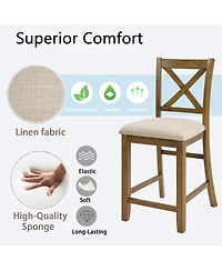 Streamdale Furniture Oak Counter Height Dining Chairs Set of 4 with Padded Seat