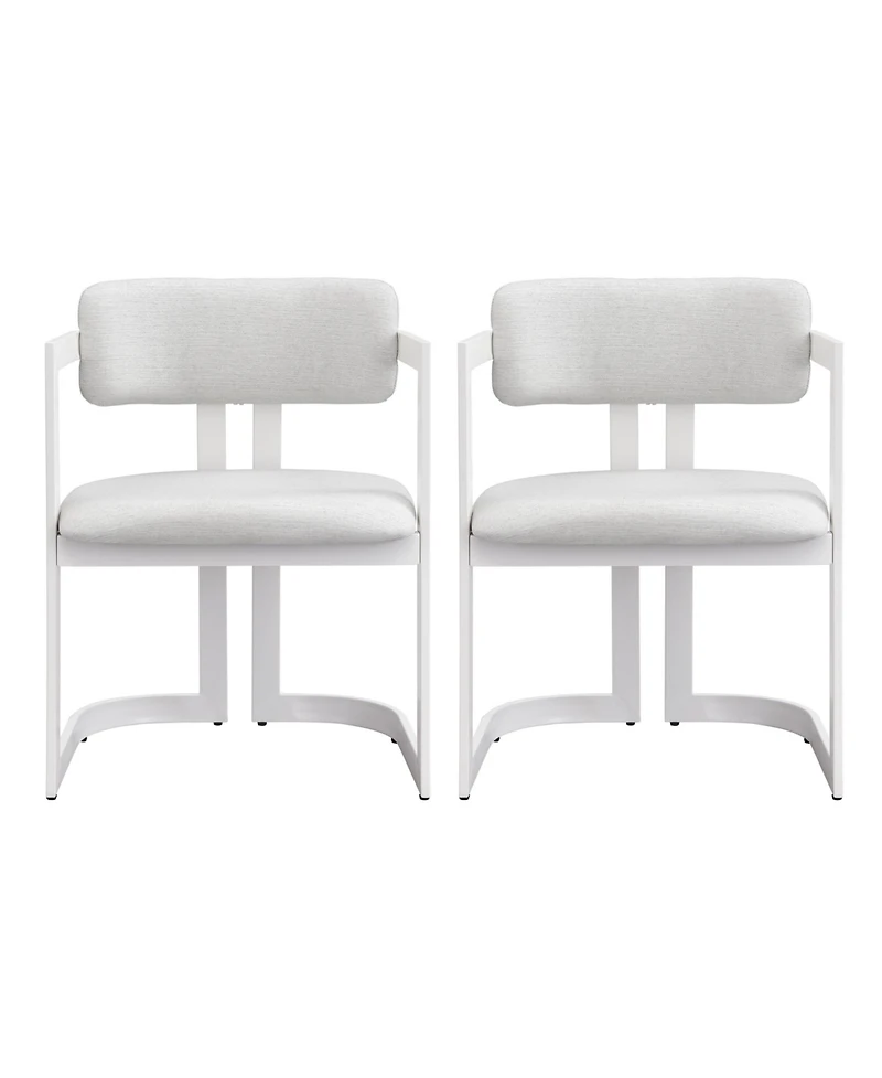Flynama Set of 2 Fabric Arm Dining Chairs, Iron Metal Frame 265 Lbs Weight Capacity