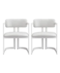 Flynama Set of 2 Fabric Arm Dining Chairs, Iron Metal Frame 265 Lbs Weight Capacity
