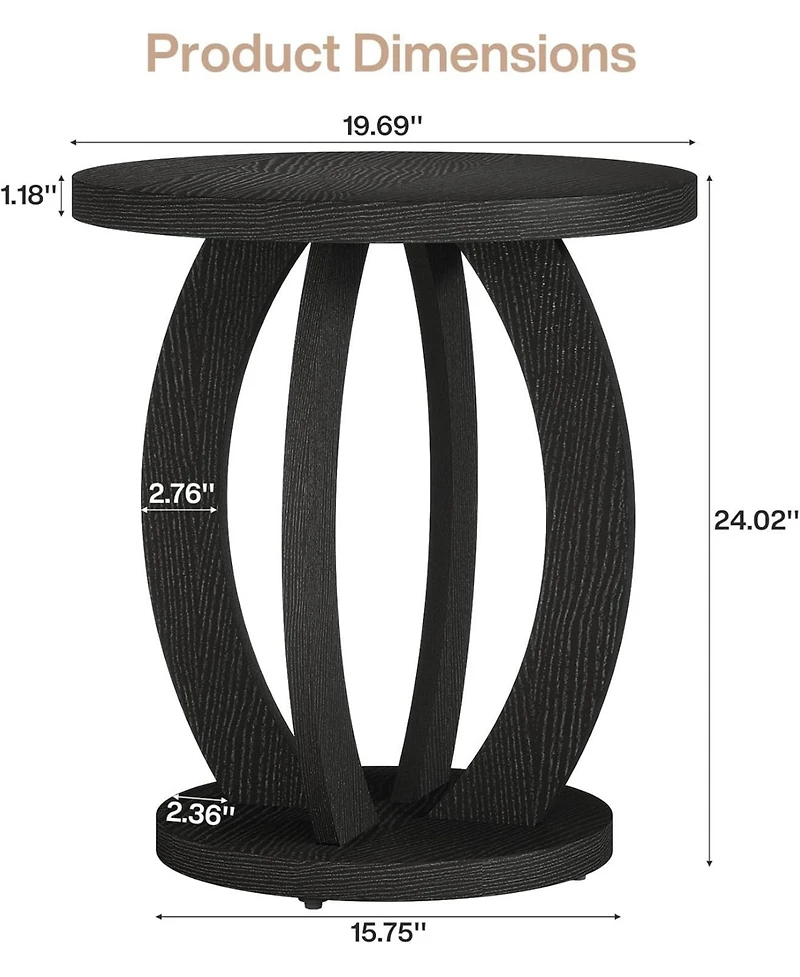Tribesigns Round End Table with Storage