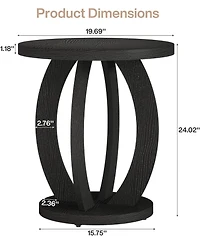 Tribesigns Round End Table with Storage