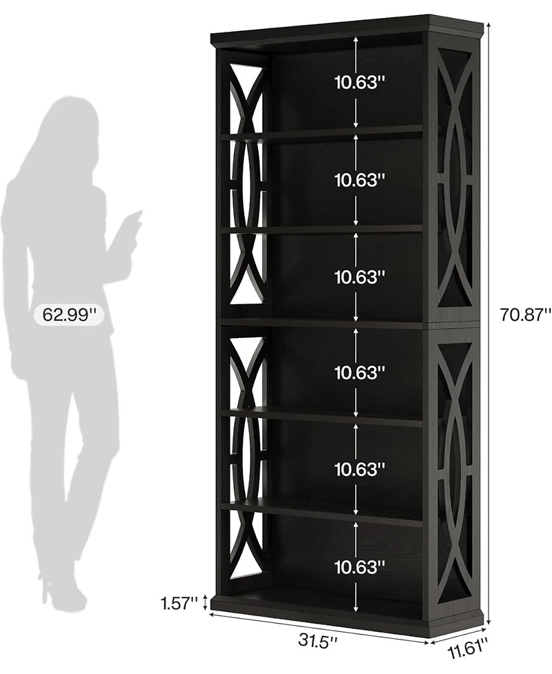 Tribesigns 2 Pieces 71 Inches Tall Bookshelf, 6-Tier Freestanding Bookcase for Living Room, Anti Tipping Devices Included
