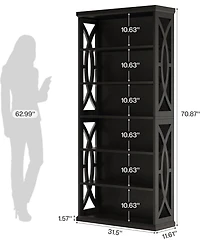 Tribesigns 2 Pieces 71 Inches Tall Bookshelf, 6-Tier Freestanding Bookcase for Living Room, Anti Tipping Devices Included