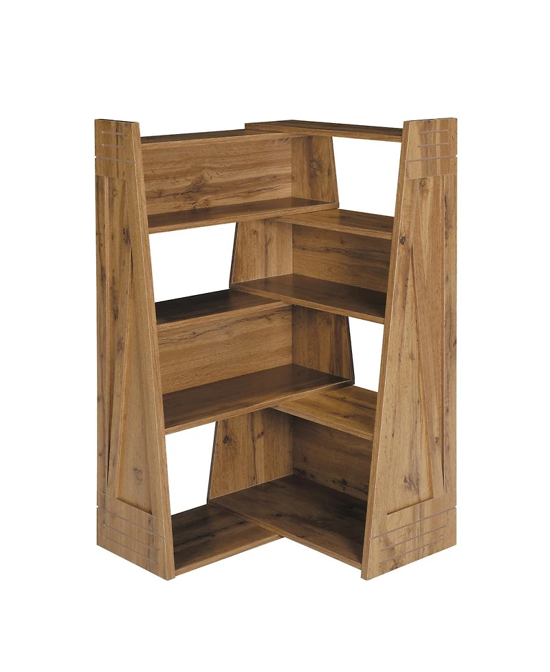 Streamdale Furniture Modular Asymmetrical Annual Ring Grain Convertible Bookcase and Display Shelf