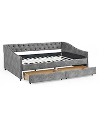 Streamdale Furniture Full Size Upholstered Tufted Daybed with Storage Drawers