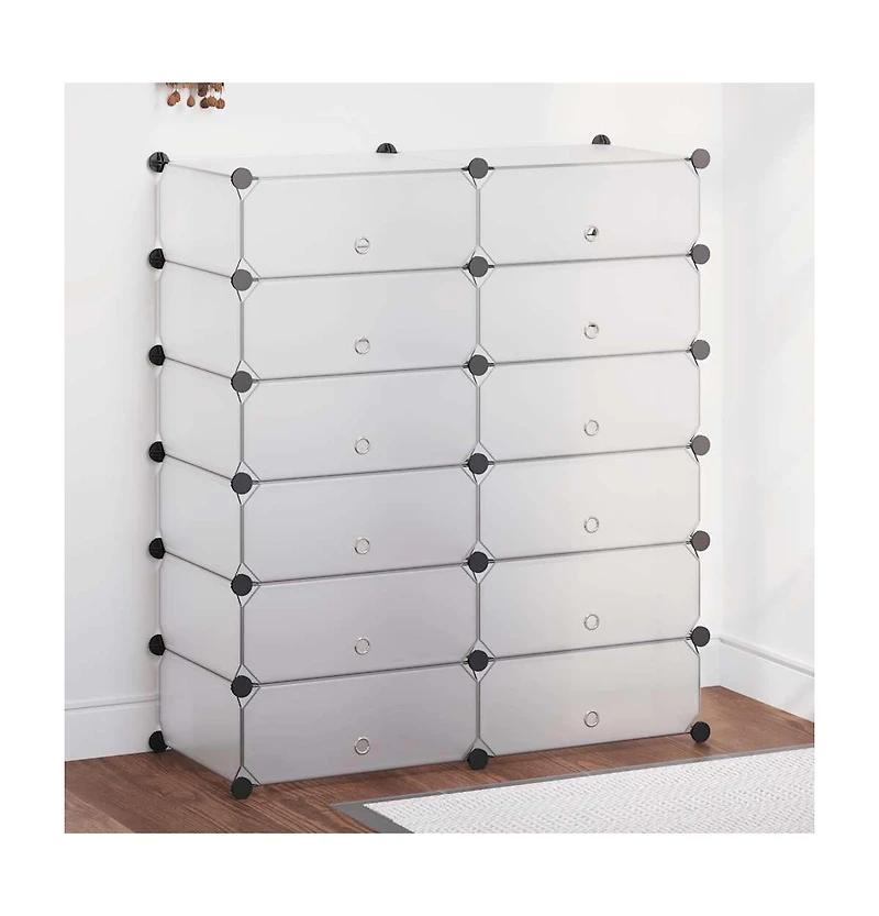 vidaXL Interlocking Shoe Organizer with 12 Compartments