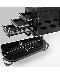 Streamdale Furniture Rolling Garage Creeper Seat with 3 Drawers