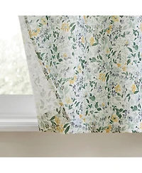 No. 918 Portia Watercolor Wildflower Semi-Sheer Rod Pocket Kitchen Curtain Tier Pair