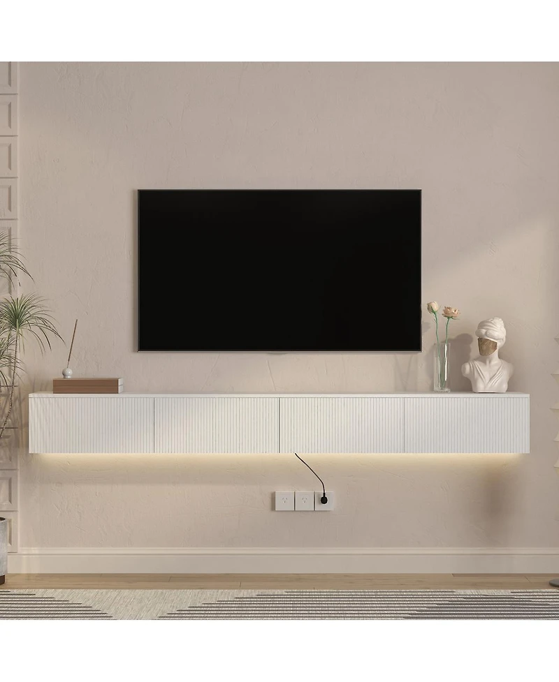 Streamdale Furniture Led Floating Tv Stand Wall Mounted, 86.6" Modern Entertainment Center