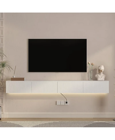 Streamdale Furniture Led Floating Tv Stand Wall Mounted, 86.6" Modern Entertainment Center