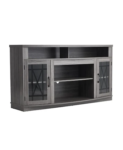 Slickblue Farmhouse Entertainment Center with Tv Stand, Storage Cabinets, Led Light Strip for Bedroom
