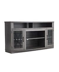 Slickblue Farmhouse Entertainment Center with Tv Stand, Storage Cabinets, Led Light Strip for Bedroom