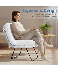 Yiortwo Foldable Faux Leather Outdoor Lounge Chair Adjustable Backrest Patio Bedroom Dorm Seat