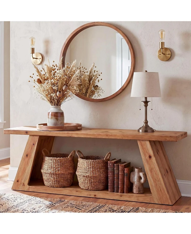 Tribesigns 62.99" Farmhouse Console Table with Storage Shelf