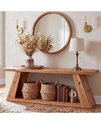 Tribesigns 62.99" Farmhouse Console Table with Storage Shelf