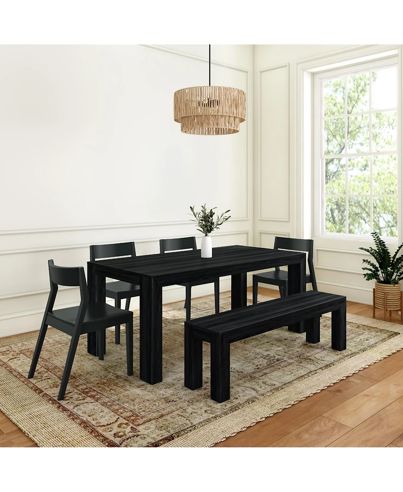 Plank+Beam 72 inch Modern Solid Wood Dining Table Set with Bench And 4 Chairs