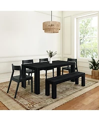 Plank+Beam 72 inch Modern Solid Wood Dining Table Set with Bench And 4 Chairs
