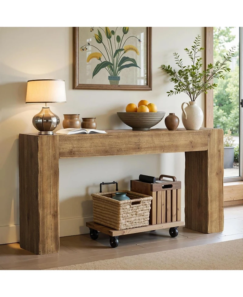 Tribesigns 63" Solid Wood Console Table, Farmhouse
