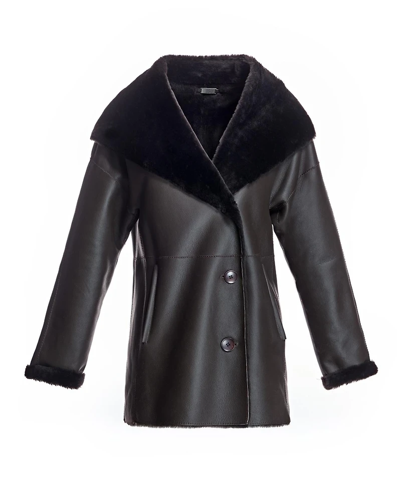 Julia & Stella By Maximilian Women's Reversible Shearling Hooded Jacket