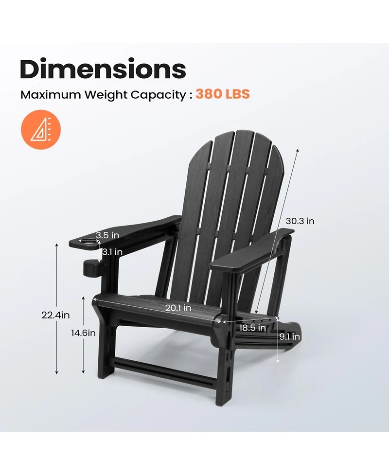 Pellebant Hdpe Adirondack Chair With Cup Holder and Sloped Seat