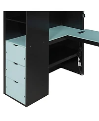 Streamdale Furniture Twin Wooden Gaming Loft Bed with Desk, Rgb Lights and Drawers