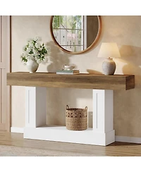 Tribesigns 63" Farmhouse Console Table with U-Shaped Base