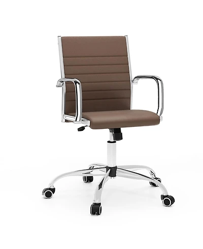 Gymax Office Chair Height Adjustable Conference Room Chair with Rocking Backrest Armrests