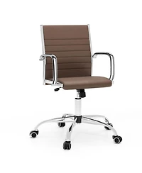 Gymax Office Chair Height Adjustable Conference Room Chair with Rocking Backrest Armrests