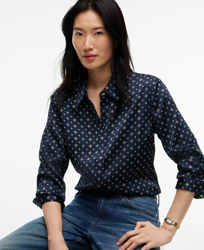 Tommy Hilfiger Women's Fluid Floral-Print Long-Sleeve Blouse