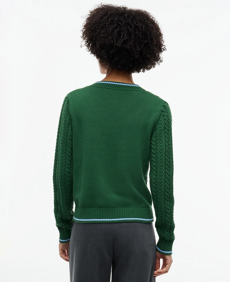 Tommy Hilfiger Women's Cable-Knit V-Neck Sweater