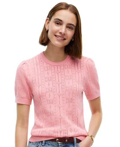 Tommy Hilfiger Women's Pointelle Puff-Sleeve Sweater