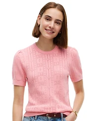 Tommy Hilfiger Women's Pointelle Puff-Sleeve Sweater