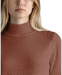 Hope & Henry Women's Organic Diamond Stitch Mock Neck Sweater