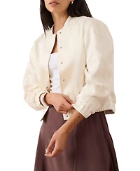 Mint Velvet Women's Satin Lace Trim Bomber Jacket