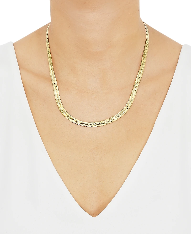 Italian Silver Solid Figaro Chain Necklace in 18k Gold-Plated Sterling Silver