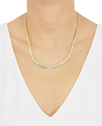 Italian Silver Solid Figaro Chain Necklace in 18k Gold-Plated Sterling Silver