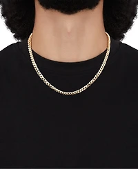 Italian Silver Solid Cuban Chain Necklace in 18k Gold-Plated Sterling Silver