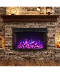 Gymax 33'' Curved Recessed Electric Fireplace Insert 750W/1500W Fireplace Heater Black