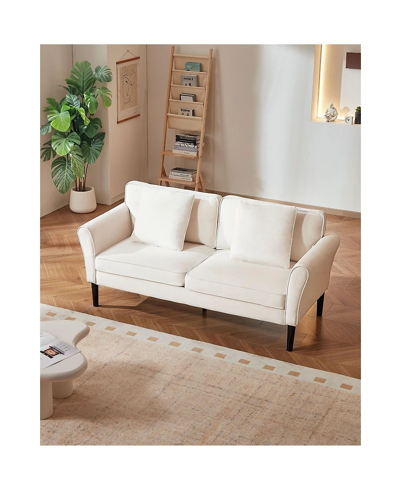 Slickblue Modern 2 Seat Velvet Loveseat Sofa with Soft Cushions and Spring Support for Small Spaces