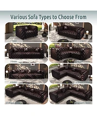 Streamdale Furniture 134.4" Modern Faux Leather Modular 4-Seater Sectional Sofa with Pillows