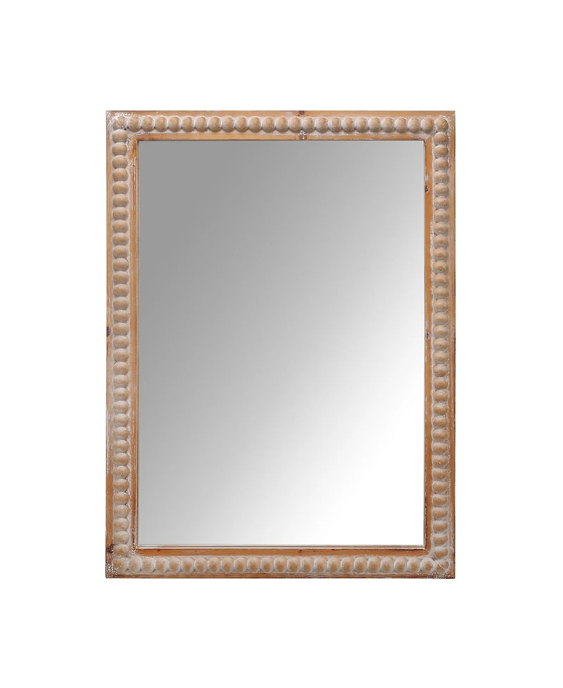 Busdays 22 x 30 Inch Wood Framed Farmhouse Bathroom Wall Mirror Rectangular with Beading Horizontal Vertical Mount for Vanity