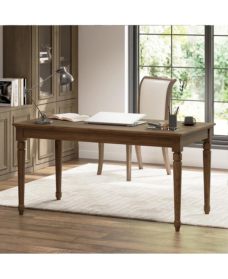 Streamdale Furniture 60" Rustic Farmhouse Writing Desk with Drawer, Chestnut