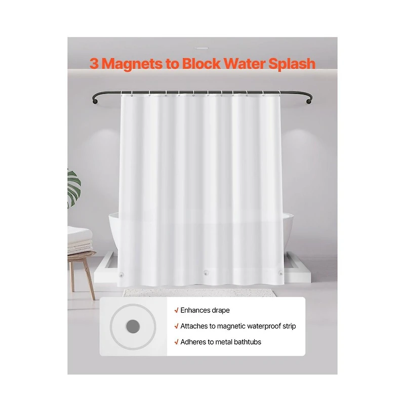 Slickblue 2 Pack Peva Shower Curtain Liners with 3 Magnets