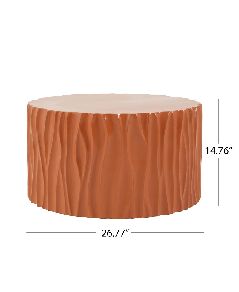 Streamdale Furniture Terracotta Round Mgo Wave Textured Coffee and Side Table