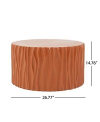 Streamdale Furniture Terracotta Round Mgo Wave Textured Coffee and Side Table