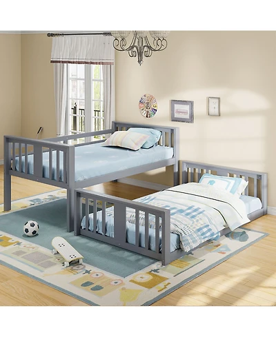 Clihome Twin Over Bunk Bed with Ladder