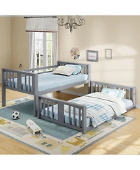Clihome Twin Over Bunk Bed with Ladder