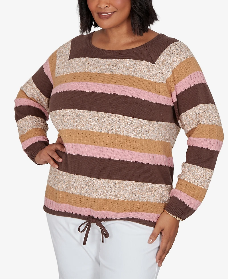 Hearts Of Palm Plus Marled Stripe Long-Sleeve Sweater