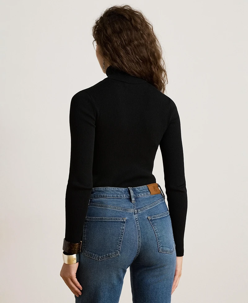 Lauren Ralph Women's Ribbed Slim-Fit Cotton-Blend Turtleneck
