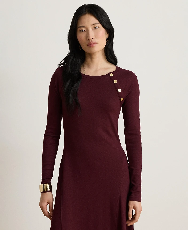 Lauren Ralph Women's Rib-Knit Midi Crewneck Dress